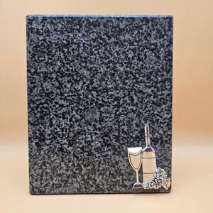 Granite Cheese Board Trivet Wine Bottle Glass Grapes Metal Accent Kitchen Decor